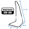 Adjustable hammock chair stand with heavy-duty steel frame, height 77"-93", supports 330 lbs for indoor or outdoor use.