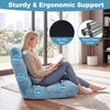 Adjustable floor chair in light green features a soft flannel cover, ergonomic design, and sturdy metal support for comfort.