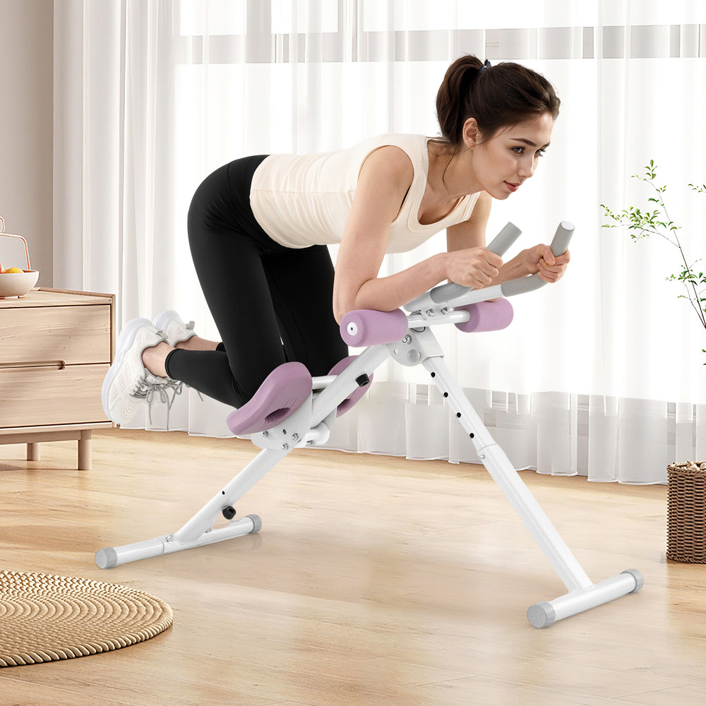 Adjustable Abdominal Trainer Ab Workout Machine Foldable Ab Cruncher-White - Gallery View 1 of 10