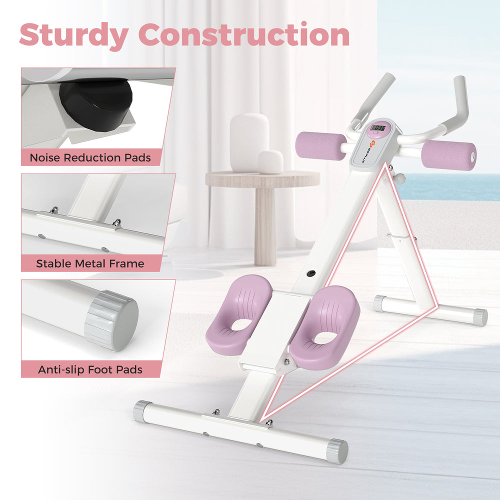 Adjustable abdominal trainer with a stable metal frame, anti-slip foot pads, and soft knee cushions for comfortable.