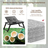 Adjustable bamboo laptop desk with tilting top, featuring a slide drawer and sturdy design for versatile use in any.