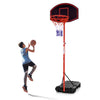 Adjustable basketball hoop system with a portable design, featuring a fillable base and weather-resistant materials for.