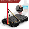 Close-up of the fillable base of the adjustable basketball hoop, designed for stability with water or sand.