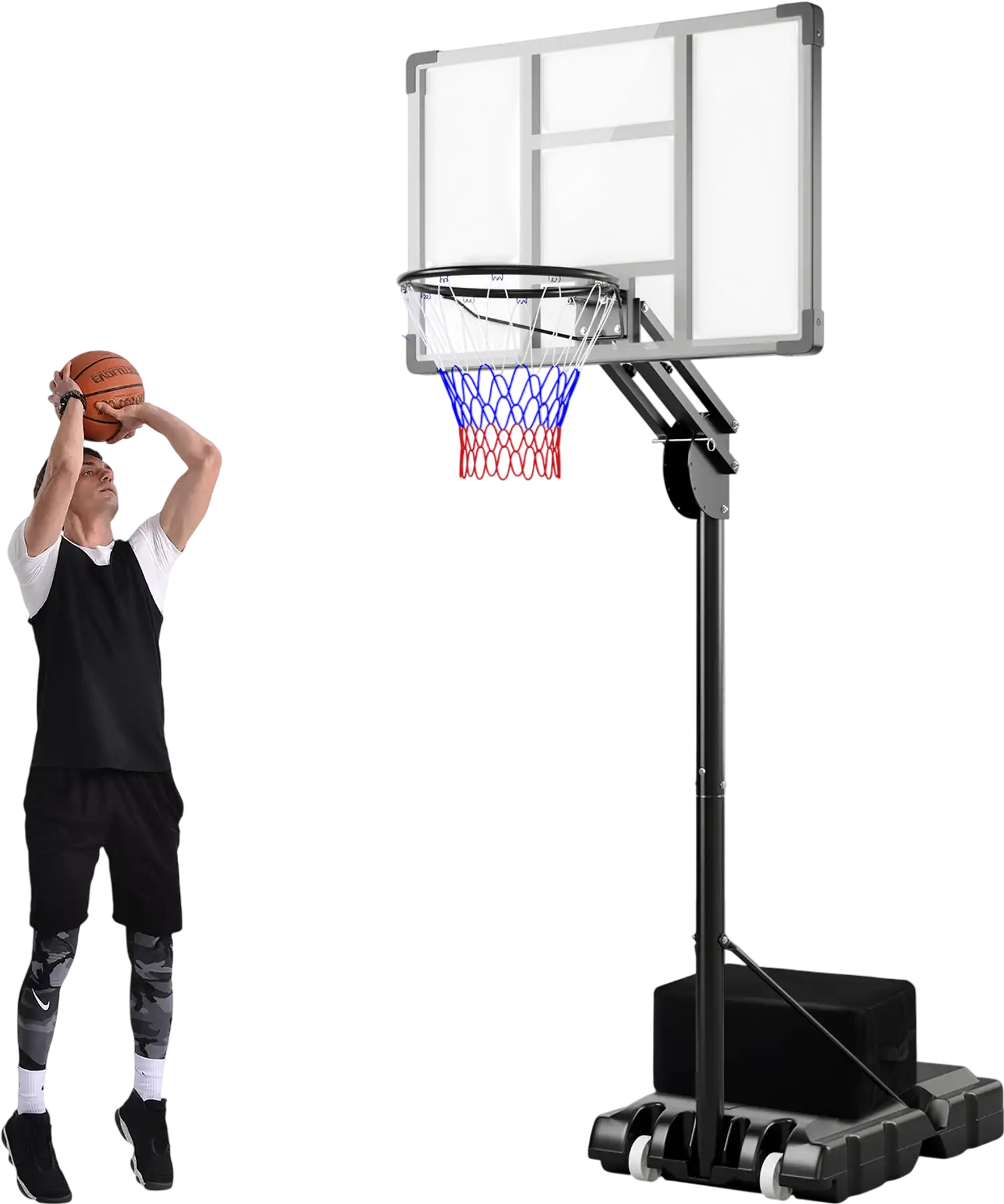 Costway Adjustable Basketball Hoop 4.9-10' Shatterproof Backboard 21564378 New
