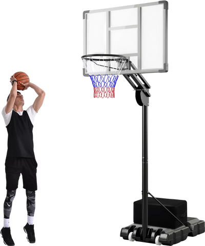 Costway Adjustable Basketball Hoop 4.9-10' Shatterproof Backboard 21564378 New