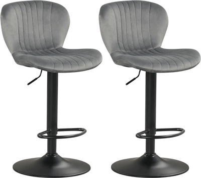 Costway Adjustable Velvet Upholstered Bar Stools Set of 2 94344372 New