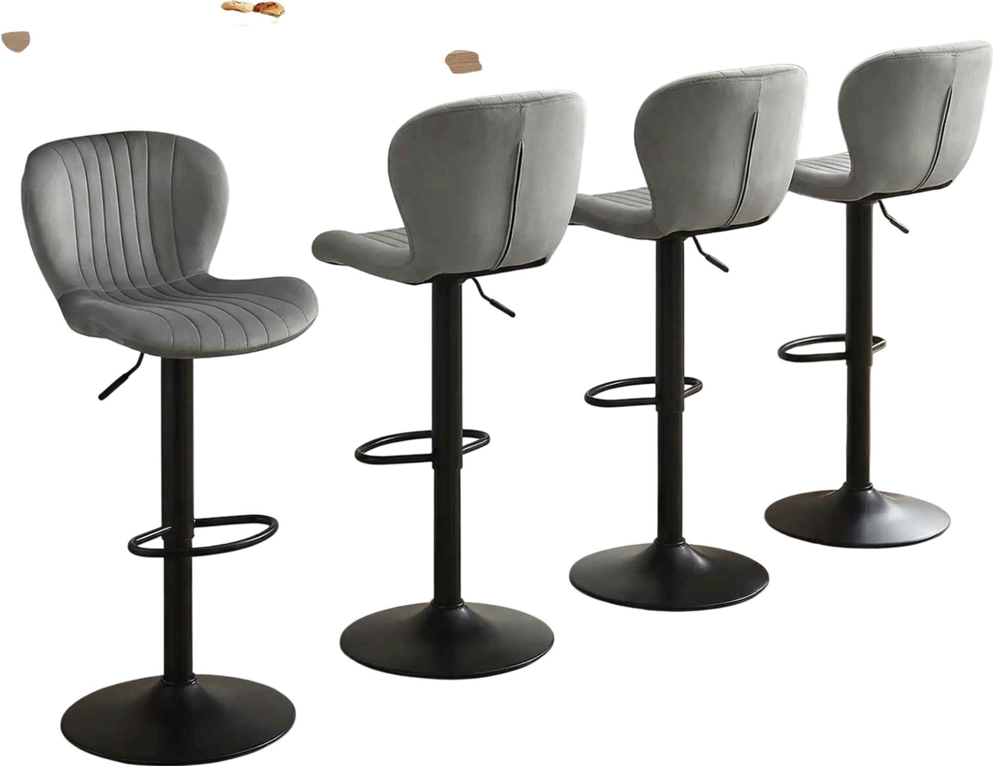 Costway Adjustable Counter Height Velvet Bar Stools Set of 4 Gray 35529786 New
