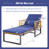 Adjustable cushioned patio chaise lounge chair with navy cushion, sturdy acacia wood frame, ideal for outdoor.