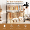 Adjustable floor-to-ceiling clothes rack with 2 hanging rods, ideal for closets or rented spaces, featuring no-drill installation.