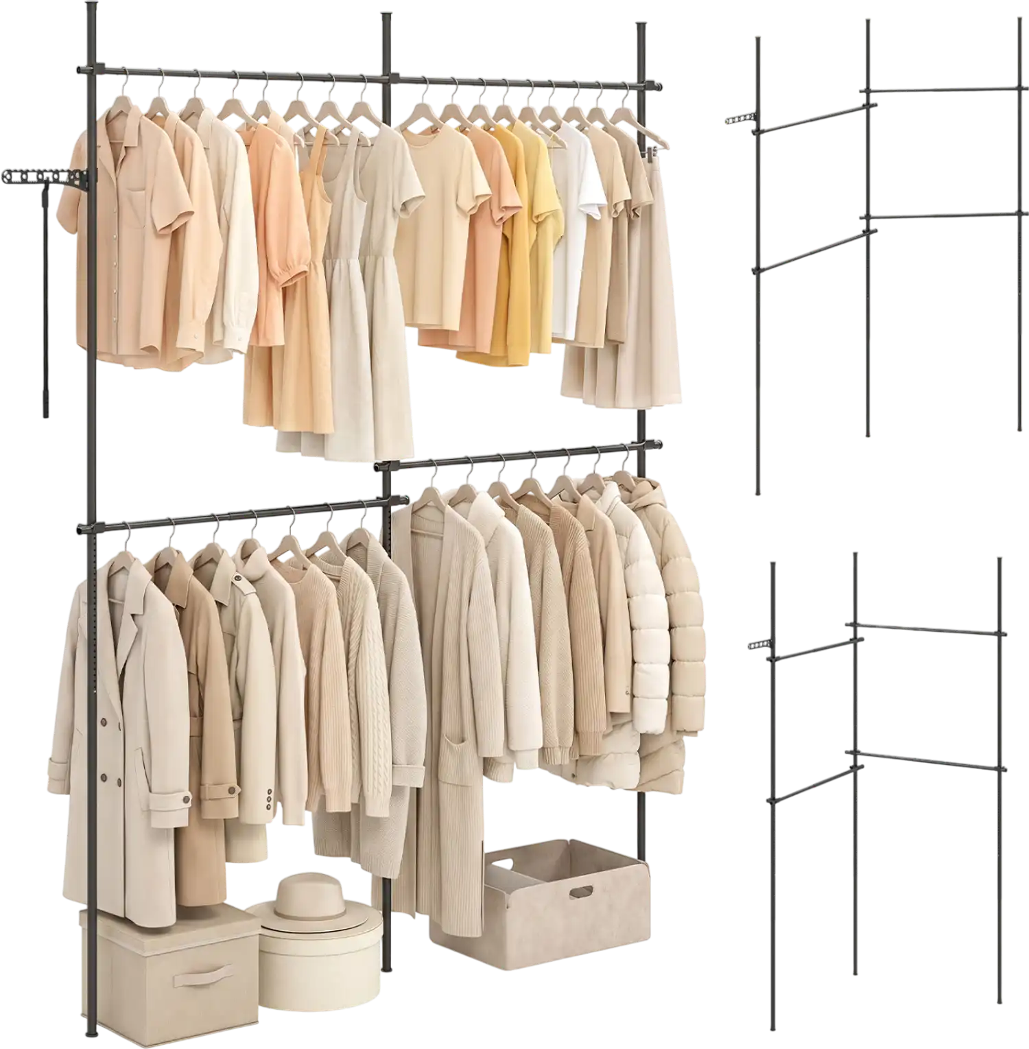 Costway Adjustable Floor to Ceiling Clothes Rack 4 Hanging Rods 52600254 New