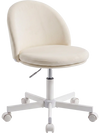 Ergonomic makeup chair with lumbar support, plush velvet cushion, and adjustable height for comfortable sitting in any space.