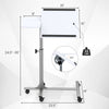 Adjustable angle rolling laptop table in white with a heavy-duty steel frame, featuring lockable wheels and adjustable.