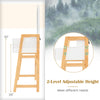Adjustable height vanity desk set in white with 3-color LED mirror, solid pine wood, and 3 drawers for versatile use.