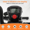 Adjustable LCD monitor of the pedal exercise bike displaying time, distance, and calories for effective home workouts.