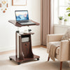 Adjustable Mobile Standing Desk Cart with Tilt Desktop and Cabinet-Brown - Gallery View 1 of 11