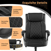 Close-up of the high back ergonomic executive chair featuring thick seat cushion, decorative quilting, and padded.