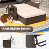 Adjustable outdoor patio daybed set with cushions, featuring a 4-level backrest and storage ottoman for versatile use.