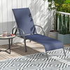 Adjustable Patio Chaise Folding Lounge Chair with Backrest-Navy - Gallery View 1 of 8