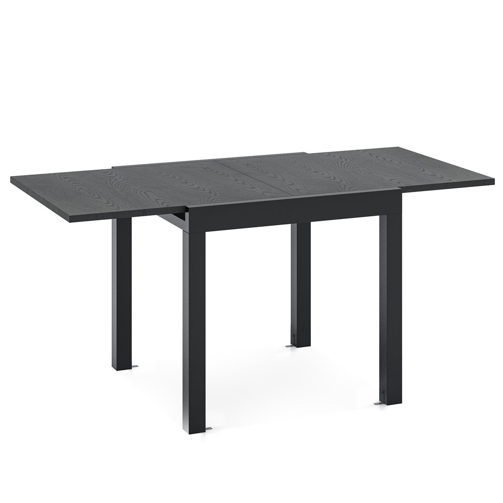 Adjustable gray patio dining table, expandable from 31.5" to 63", suitable for 4-6 people, ideal for outdoor use.