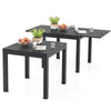 Adjustable 31.5"-63" gray patio dining table for 4-6 people, featuring a natural wood grain finish and powder-coated.