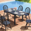 Adjustable 31.5"-63" gray patio dining table for 4-6 people, featuring a powder-coated aluminum frame, ideal for.
