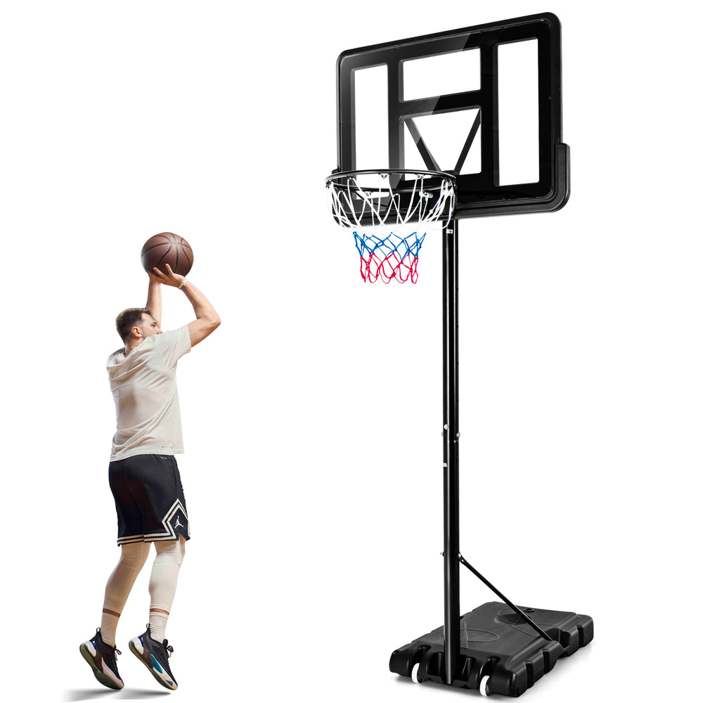 Adjustable portable basketball hoop with shatterproof backboard, height adjustable from 4.25FT to 10FT, ideal for.