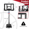 Adjustable portable basketball hoop with shatterproof backboard, height 4.25FT to 10FT, ideal for outdoor use.