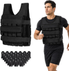 Adjustable black weighted vest with removable iron weights, designed for versatile strength training and outdoor workouts.