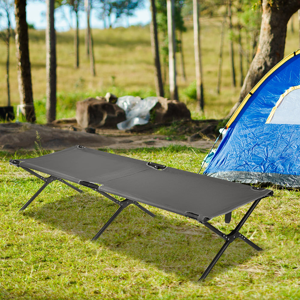 Adults Kids Folding Camping Cot-Gray - Gallery View 1 of 10