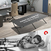 Folding camping cot in gray with sturdy iron frame, ideal for naps at home or in the office, supports up to 300 lbs.