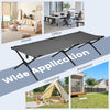 Folding camping cot in gray with sturdy iron frame, ideal for camping, hiking, or office naps.