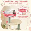 Cozy flower-shaped top perch with thick padding for cats, part of a multicolor 61-inch multi-level kitten tower.