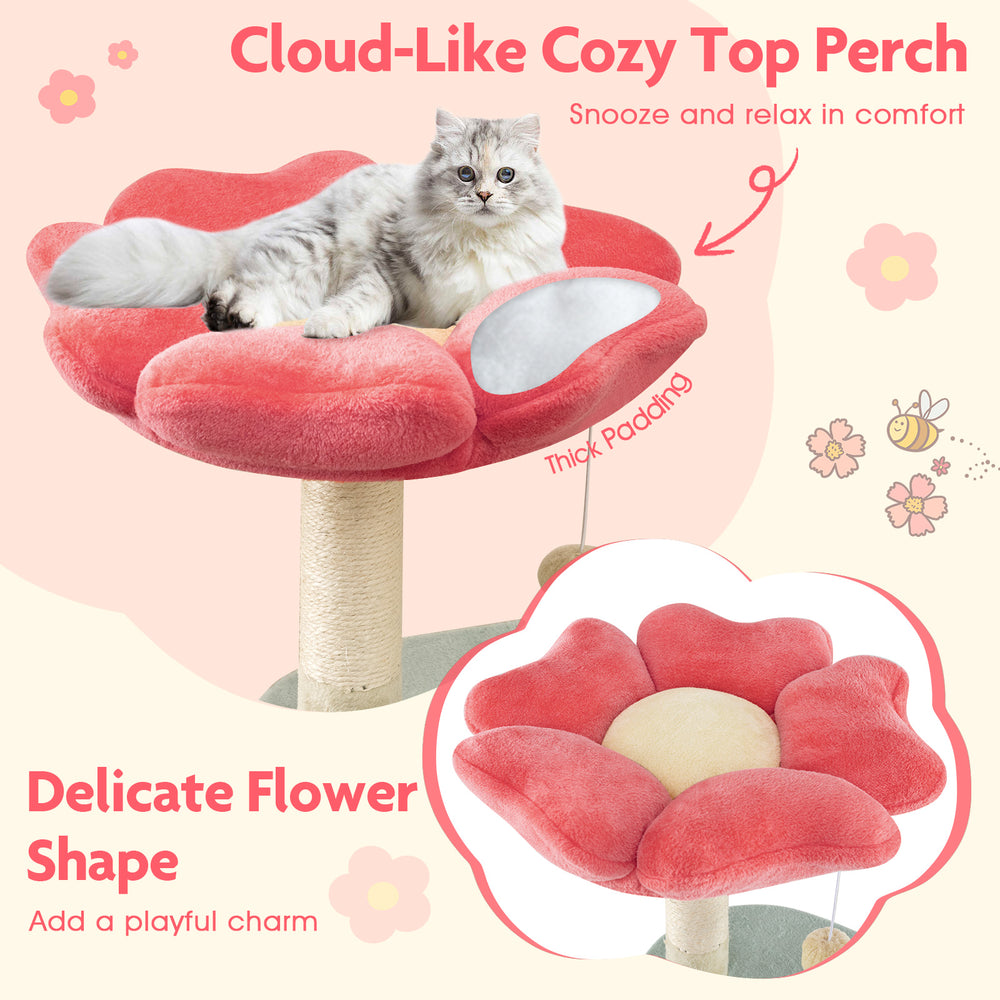 Flower-shaped plush padded perch for cats, featuring thick padding and cozy design for relaxation and comfort.