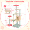 Multi-level floral kitten tower with flower-shaped perch, 61 inches tall, featuring cozy condo and scratching posts.