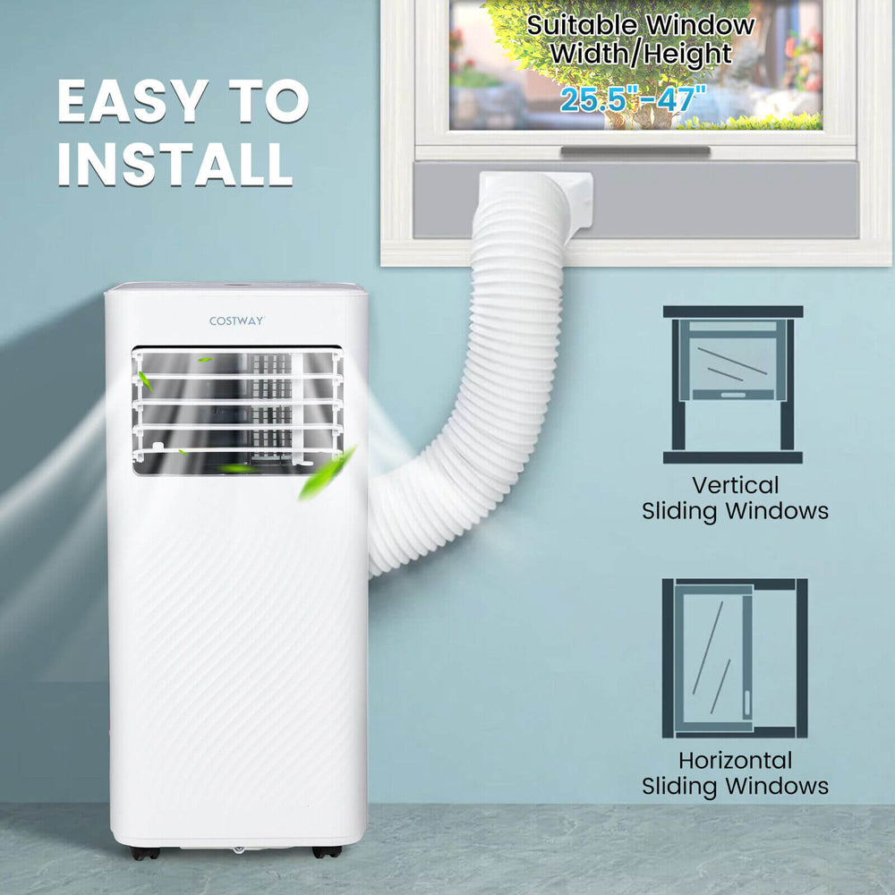 8000 BTU air conditioner with exhaust hose, suitable for vertical and horizontal sliding windows, ideal for quick.