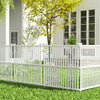 Air conditioner fence panel in white PVC with metal ground stakes, ideal for outdoor use and air circulation.