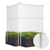 Air conditioner fence panel in white with metal ground stakes, designed for outdoor stability and air circulation.