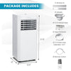 4-in-1 8000 BTU air conditioner in white, featuring a remote control, exhaust hose, and window kit for easy.