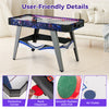 Close-up of the air hockey game table showing user-friendly features like smooth pushers, puck dispenser, and.