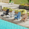 Adirondack lounge chairs in various colors by the pool, featuring retractable footrests and ergonomic design for.