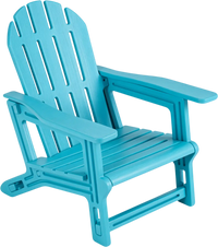 Turquoise all-weather outdoor kids patio chair features ergonomic design, wide armrests, and durable HDPE material for comfort.
