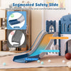 Toddler slide playset with acceleration, deceleration, and buffer zones for safe play, ideal for developing motor.