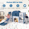 All-in-1 toddler slide playset in blue featuring a slide, tunnel, and climbing structure for safe, imaginative play.
