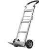 Aluminum dolly cart with ergonomic handle and dual rubber wheels, ideal for transporting bulky items in various.