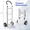Aluminum dolly cart with ergonomic handle and dual 8-inch rubber wheels, compact folding design for easy storage.