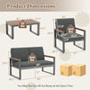Dimensions of the 4 Piece Patio Aluminum Furniture Set, showcasing armchair and loveseat weight capacities for outdoor.