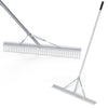 Aluminum rake featuring a double-sided head with sharp tines and smooth side, perfect for versatile gardening tasks.