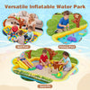 Animal Spray Pool with Slide featuring a ball pool, fishing pool, and sand pit for backyard fun for kids aged 2-6.