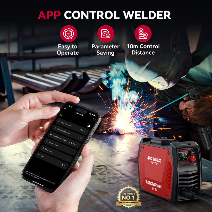 Arccaptain iControl ARC165 Pro Welder Stick Lift Tig Synergic IGBT 120/240V App Control New