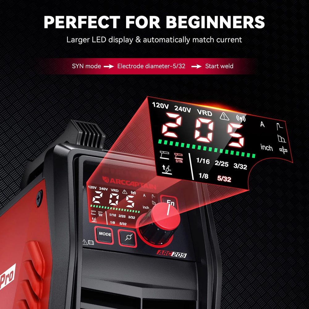 Arccaptain ARC205 Pro Stick Welder Dual Voltage IGBT Inverter SYN App Control New